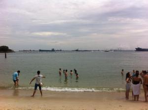 One university trip was to Sentosa Beach, a man made beach in Singapore